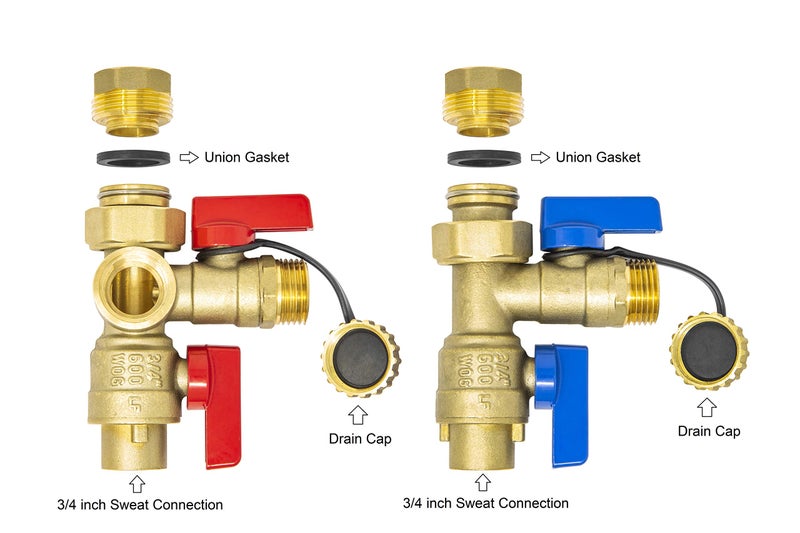 Libra Supply 3/4 inch Sweat Tankless Water Heater Isolation Valve Kit with Pressure Relief Valve, FNPT x Sweat, 3/4'' Service Valve Kit for Rheem, Rinnai, Ecosmart Navien Noritz Takagi Bosch - Image 2